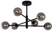 Plafoniera moderna nera con vetro fumé a 6 luci - Ryan