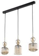 Lampada a sospensione SOPHIA con cavo 3xE14/10W/230V Nero/Beige fumé