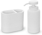 Set accessori bagno 2 pezzi in poliresina bianca Marica