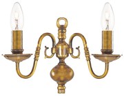 Applique Classica Fiammingo Ottone 2 Luci E14