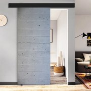 Porta scorrevole Cemento in mdf grigio, L 88 x H 215 cm, con binario Atelier nero Destra