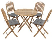 Set Da Pranzo Da Giardino 5 Pz Pieghevole Con Cuscini İn Bambù /