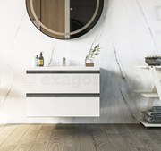 Mobile bagno stone bianco lucido 80x46 Milo a due cassetti con lavabo ad incasso