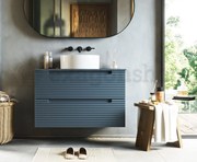 Mobile bagno avio 80x45 Mango due cassetti soft close con lavabo tondo da appoggio in ceramica lucida