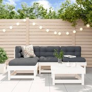 Set divani da giardino 5pz con cuscini in legno massello bianco
