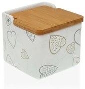 Portasale con Coperchio Versa Cozy Bambù Cuori Ceramica (12,2 x 11,5 x 12,2 cm)