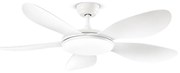 Ventilatore Metallo Bianco Opaco Led 36W 5 Pale Acrilico Bianco Smarti