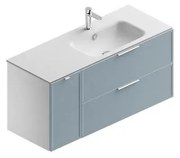 Mobile sottolavabo e lavabo Quadra bianco-cielo in mdf L 120 x H 57 x P 46 cm, 1 anta 2 cassetti