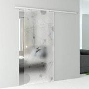 Porta scorrevole reversibile Euclide in alluminio trasparente, L 76 x H 215 cm, con binario Atena