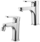 Set rubinetti lavabo e bidet cromati Paco piletta inclusa