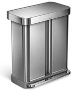 Bidone a pedale in acciaio inox per rifiuti differenziati 58 l Dual - simplehuman