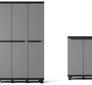 Armadio alto +basso Gary SPACEO in resina, nero e grigio chiaro L 170 x H 170 x P 39 cm, 5 ante, adatto per interno/esterno