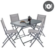 Set tavolo e sedie Emys NATERIAL in acciaio antracite per 4 persone