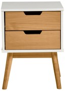 Comodino bianco e marrone in legno di pino massiccio Baku - Marckeric