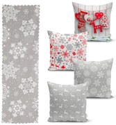 Set di 4 federe natalizie e runner da tavola Fiocchi di neve - Minimalist Cushion Covers