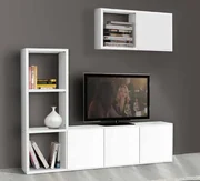 A15 parete attrezzata soggiorno porta TV moderna sospesa legno bianco