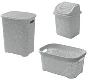 Set Accessori Da Bagno 3 Pezzi Feridras "Flower" Grigio
