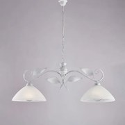 Lampadario in ferro laccato bianco con decorazione argento antico e...