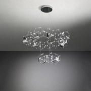 Lampadario A Sospensioni Moderno Lucciola Pro Metallo Acciaio Inox Led 2 Livelli