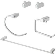 Set accessori a muro 5 pezzi in acciaio cromato e viti incluse Unica