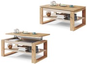 NUO Rovere Artisan/Beige (Champagne) - MODERNO TAVOLINO CON PIANO ALZABILE