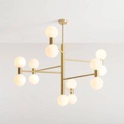 ALDEX Lampada a sospensione Flare, 13 luci, ottone/bianco opalino, vetro
