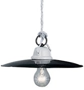 Lampadario Industrial Potenza Ferro E Ceramica Nero Diam. 25Cm 1 Luce E27