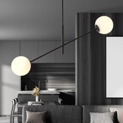 Lampadario da Soffitto in Acciaio e Vetro LINEAR 2 Nero 2xE14