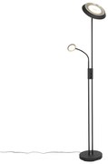 Lampada da terra nera con LED e dimmer con luce di lettura - Fez