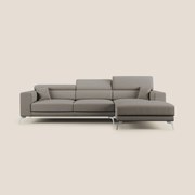 Blade Divano moderno angolare con poggiatesta reclinabili in tessuto impermeabile simil-cotone T13 tortora