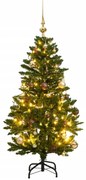 Albero Natale Incernierato con LED e Palline, Albero Natale Incernierato con 150 LED e Palline 120 cm