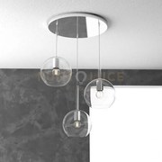 Sosp. cromo tonda 3 luci vetri tutti medio trasparente 1155cr-s3 tm-tr