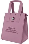 Borsa porta pranzo termica 12 L rosa con scritta