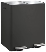 Cestino per la spazzatura nero opaco in acciaio per raccolta differenziata/con pedale 2x20 l Aliya – Spirella