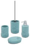 Set accessori bagno 4 pezzi da appoggio in resina acquamarina   Coral