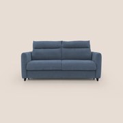Peonia divano letto scandinavo con materasso H18 cm e morbido e alto schienale in tessuto Bouclé impermeabile T07 blu