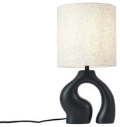 Lampada da tavolo Japandi nera con paralume in lino - Dahlia