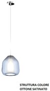 Sospensione ottone sat. 1 luce vetro beta blu 1176os-s1 beta-bl