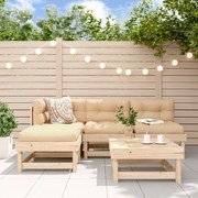 Set divani da giardino 5 pz con cuscini in legno massello