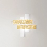 Lara p/m - applique a parete  in metallo e vetro bianco foglia oro ...