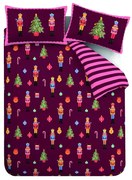 Set copripiumino e federa rosa e viola per letto matrimoniale e per letto esteso 230x220 cm Nutcracker Stripe – Catherine Lansfield