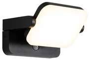 Lampada da parete per esterni nera con LED orientabile con sensore di movimento - Kamile