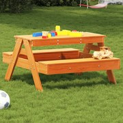 Tavolo picnic bambini marrone cera 88x97x52 cm massello pino