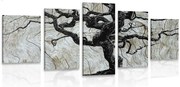 Quadri 5 pezzi – Albero astratto su legno