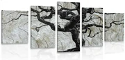 Quadri 5 pezzi – Albero astratto su legno