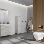 Mobile sottolavabo e lavabo con sifone Symoa per vasca centrale legno grigio in truciolare L 85 x H 81.5 x P 50.5 cm, 2 ante 2 cassetti