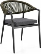 Sedia Da Esterno Impilabile Con Braccioli In Alluminio E Corda Millor Antracite E Verde Bizzotto