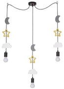 Lampadario a sospensione per bambini TRIO 3xE27/20W/230V grigio/giallo/bianco