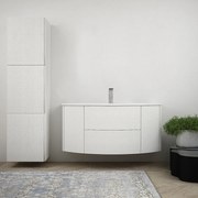 Mobile da bagno bianco frassino sospeso 120 cm con colonna da 170 cm