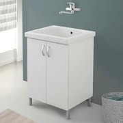 Mobile lavatoio 60x50 cm bianco in ceramica con strofinatoio integrato
